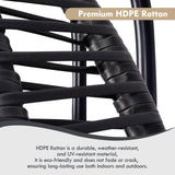 Double Hanging Egg Chair with Stand for Outdoor, Oversized 2 Person Wicker Rattan Swing Chair w/Convertible Armrest for Reclining Seat, All-Weather Cushion and Heavy Duty Frame, 700Lbs Cap. (Grey) DAIJIA CHINA