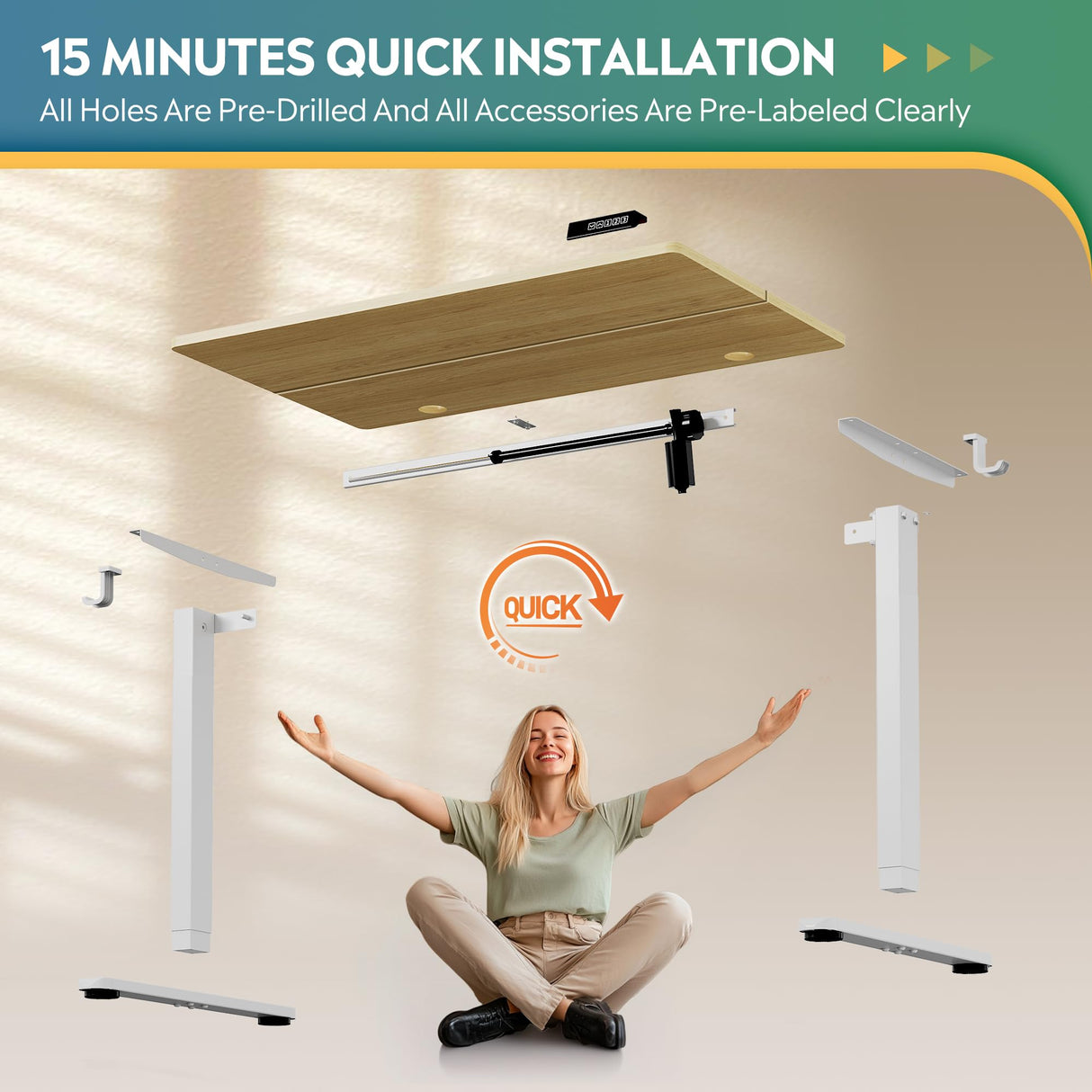 DEVAISE 40 X 24 Inches Electric Standing Desk,Height Adjustable Stand up Desk for Home Office, Ergonomic Sit to Stand Desk with Phone Holder,Maple DEVAISE