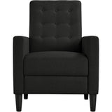 Yaheetech Fabric Recliner Chair Mid-Century Modern Recliner Adjustable Single Recliner Sofa with Thicker Seat Cushion Tufted Upholstered Sofa with Pocket Spring for Living Room Bedroom Black Yaheetech
