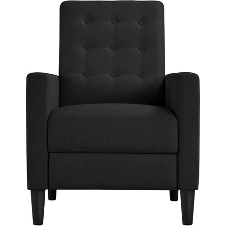 Yaheetech Fabric Recliner Chair Mid-Century Modern Recliner Adjustable Single Recliner Sofa with Thicker Seat Cushion Tufted Upholstered Sofa with Pocket Spring for Living Room Bedroom Black Yaheetech