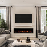 Modern Ember Highmark 72 Inch Smart Linear Electric Fireplace - Premium Flame with 10 Colors, Sleek Hidden Vent Design, Install Recessed in-Wall or Wall-Mount, WiFi and Voice-Enabled Modern Ember