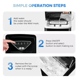 Ice Makers Countertop, Self-Cleaning Function, Portable Electric Ice Cube Maker Machine, 9 Pellet Ice Ready in 6 Mins, 26lbs 24Hrs with Ice Bags and Scoop Basket for Home Bar Camping RV(Black) FZF