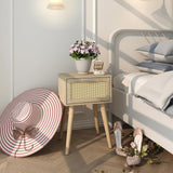 LAATOOREE Bedside Table Set of 2, Boho End Table with Solid Wood Feet for Bedroom and Living Room LAATOOREE