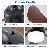 Dalouguan Socket Fan Light with Remote, 18" Wood Dimmable LED Small Ceiling Fans with Lights, 3 Colors 3000K-6500K Replacement Light Bulb Fan for Bedroom Kitchen Living Room Garage Dalouguan