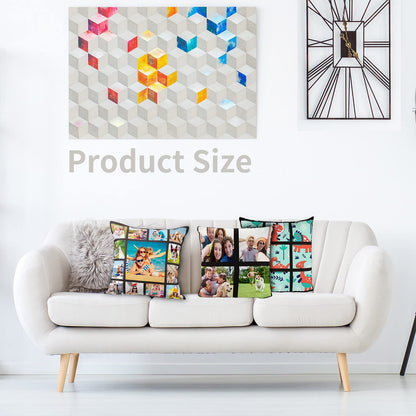 Sublimation Blank Panel Pillow Case 16 x 16 Inches DIY Polyester Cushion Cover 9 Photo Panel Throw Pillowcase for Printing Sofa Couch No Pillow Insert (6)