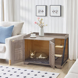 HOOBRO Cat Litter Box Enclosure with Ladder, Hidden Litter Box Furniture with Rechargeable 3-Color LED, Plush, Teaser Balls, 31.5" L x 18.9" W x 22.4" H, All-in-One, Black and Greige BG48MW01G1 HOOBRO