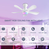 NKPU 36inch Ceiling Fans with Lights and Remote/App Control, Flush Mount Ceiling Fan with Reversible Dc Motor RGB Dimmable Light, Noiseless White Modern Small Ceiling Fan for Bedroom Indoor/Outdoor NKPU