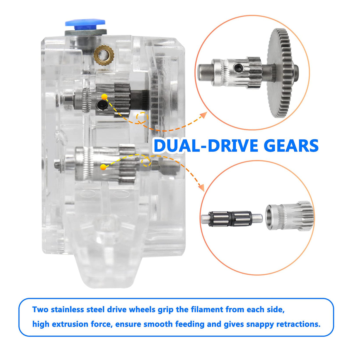 Haldis 3D Extruder DDB Universal Nickel Plated Gear Dual Drive 3D Printer Extruder for Ender 3 Pro Ender 5 Pro CR10S Pro, Mega S, Prusa I3 Other DIY 3D Printer Kit (DDB Right) WoodArtSupply
