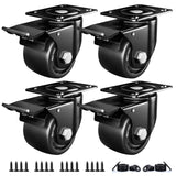 ANDUTEES 2 Inch Caster Wheels, Casters Set of 4, Heavy Duty Casters Load 2200lbs, Locking Swivel Plate Industrial Casters, Low Gravity Center Castor for Furniture and Workbench ANDUTEES