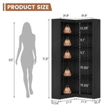 GarveeHome Corner Bookshelf Black, 71.8 in Black Corner Bookcase, L-Shaped Bookshelf Farmhouse Bookcase, 5 Tier Display Shelf Heavy Duty Bookcases, Bookshelves with Storage GarveeHome