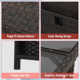 Outdoor Patio Furniture Set 9 Pieces Patio Dining Sets Space Saving Wicker Furniture with 4 Rattan Chairs 4 Ottomans and Glass Table for Outdoor Backyard Porch Poolside Balcony,Khaki Cushion PayLessHere