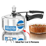 Hawkins 1.5 Litre Pressure Cooker, Stainless Steel Inner Lid Cooker, Induction Cooker, Small Cooker, Silver (HSS15) HAWKINS