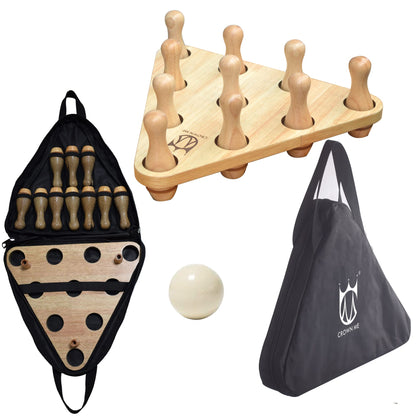 CROWN ME Deluxe Shuffleboard Shuffleboard Bowling Pin Set with Carry Bag, Ball - WoodArtSupply