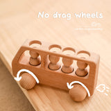 4 Wooden Figures in The Bus - Peg Dolls Unfinished Wooden Peg People Cars Wooden Figures Shape Preschool Learning Educational Toys Montessori Toys for Toddlers WOODEN TEETHER