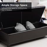 HOMCOM 51" Ottoman Storage Bench, Faux Leather Storage Chest with Lift Top, Tufted Ottoman for Living Room, Entryway, Dark Brown HOMCOM
