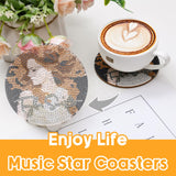 TresBeaux Diamond Painting Coasters Kit, 8 PCS DIY Music Star Diamond Art Coasters with Holder, Diamond Art Kits for Adults, Unique Gift for Music Lovers and Fans TresBeaux