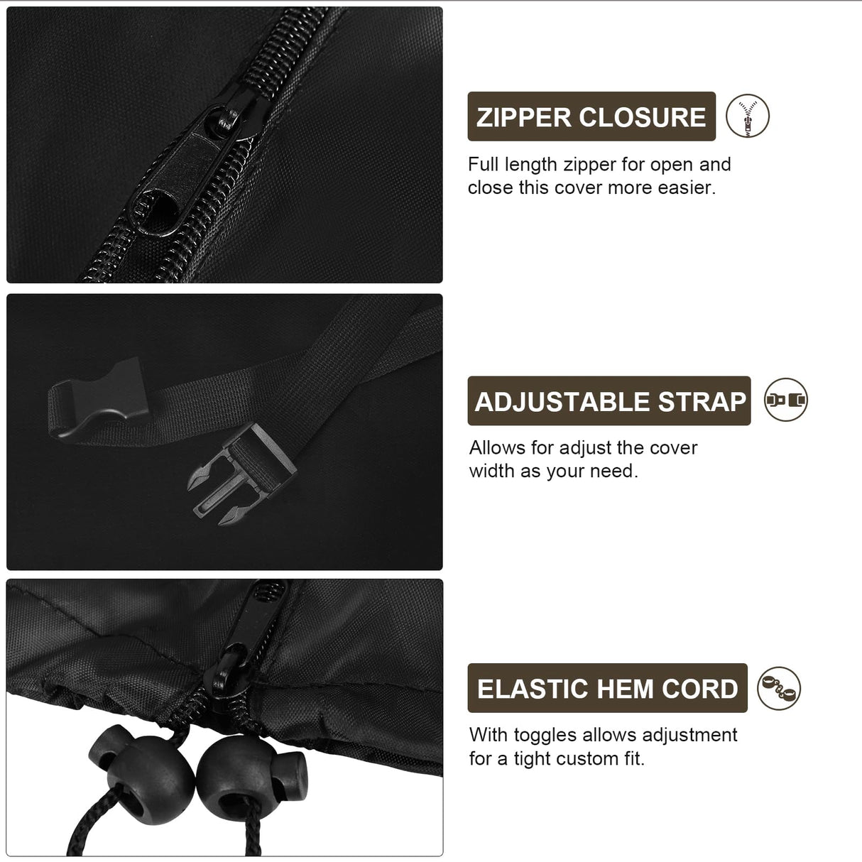 J&C Umbrella Cover, Windproof, UV Resistant Market Parasol Covers 7ft to 11ft Waterproof Outdoor Patio Umbrella Cover Black J&C