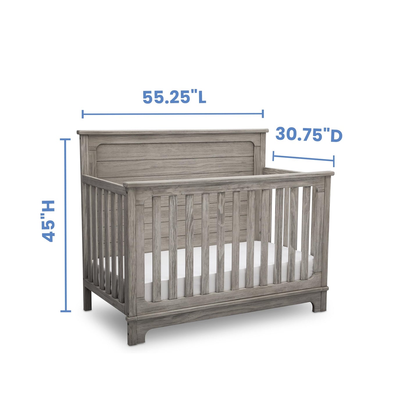 Delta Children Simmons Kids Slumbertime Monterey 4-in-1 Convertible Crib, Rustic White