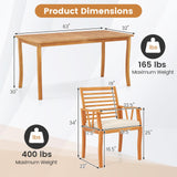 HAPPYGRILL 7 Pieces Acacia Wood Patio Dining Set with 1.97” Umbrella Hole, Outdoor Table and Chairs Set with Cushions, Outside Furniture Set for Poolside Backyard Garden Deck HAPPYGRILL