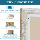 Hongkee 8x10 Picture Frame Set of 4, Made of Real Glass and Distressed White Wooden Frame, 8 by 10 Photo for Wall or Tabletop - Display Picture 5x7 with Mat or 8x10 Without Mat Hongkee