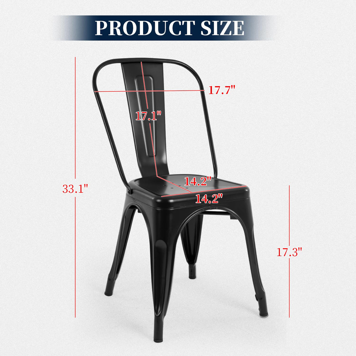 FDW Metal Dining Chairs Set Of 4 Indoor Outdoor Chairs Patio Chairs Kitchen Metal Chairs 18 Inch Seat Height Restaurant Chair Metal Stackable Chair Tolix Side Bar Chairs 330LBS Weight Capacity FDW