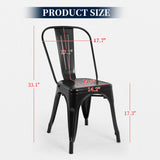 FDW Metal Dining Chairs Set Of 4 Indoor Outdoor Chairs Patio Chairs Kitchen Metal Chairs 18 Inch Seat Height Restaurant Chair Metal Stackable Chair Tolix Side Bar Chairs 330LBS Weight Capacity FDW