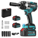 Tarlido Cordless Impact Wrench, 1000 N.m/740 FT-LBS,1/2 Inch Brushless Impact Gun,3200 RPM High Torque,Electric Impact Driver with 2x 4.0Ah Batteries, 5 Sockets Tarlido