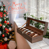 Ohuhu Watch Case, Watch Organizer for Men Wood Grain PU Leather - 6 Slot Watch Holder Real Glass Lid Jewelry Organizer Storage Soft Velvet Watch Display Case for Women Men Birthday Fathers Day Ohuhu