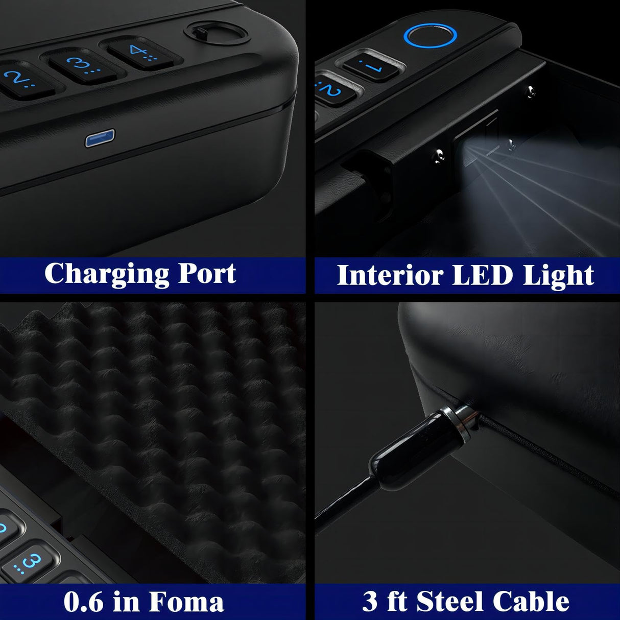 Fitsafe Biometric Gun Safe Travel Case, Portable Small Pistol Safe, Quick Access Smart Fingerprint Handgun Safe with Keys, Keypad for Nightstand Beside Home Fitsafe