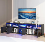 jiteentarou 79IN LED TV Stand for 75/80/85inch TV,High Glossy Modern TV Stand for Living Room,TV Entertainment Center with Adjustable Storage Shelf,RGB LED Lighting,TV Console(Black) jiteentarou