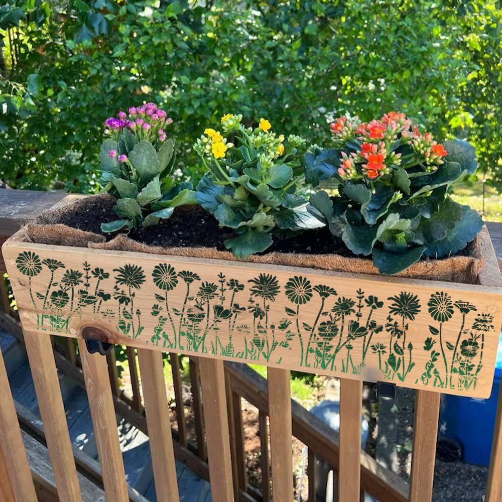 DLY LIFESTYLE Large Wildflower Stencil for Painting (15x12 Inches) - Stencils for Crafts Reusable for Canvas, Fences, Fabric, Furniture - DIY Wall Stencils for Painting Large Pattern DLY LIFESTYLE