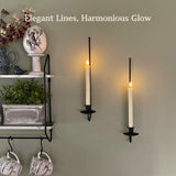 Wall Candle Holder Set of 2, Stylish Black Metal Wall Mount Candle Sconces, Modern Wall Decoration for Living Room, Farmhouse, Fireplace, and Weddings Batoslee
