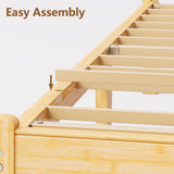 FDLOGW 14 in High Solid Bamboo Wood Platform Queen Bed Frame with Headboard, Bed Frame Queen Size, Heavy Duty, No Box Spring Needed, Nosie Free FDLOGW