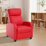 MKDLUFEI Adult Recliner Chair PU Leather Massage Recliner Sofa with Lumbar Support, Push Back, Armrests, Footrest, Adjustable Home Theater Seating for Living Room Home Theater (Black) (Red) MKDLUFEI