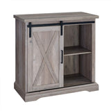 Walker Edison Abbey Modern Farmhouse Sliding X Barn Door Accent Console, 32 Inch, Grey Wash Walker Edison