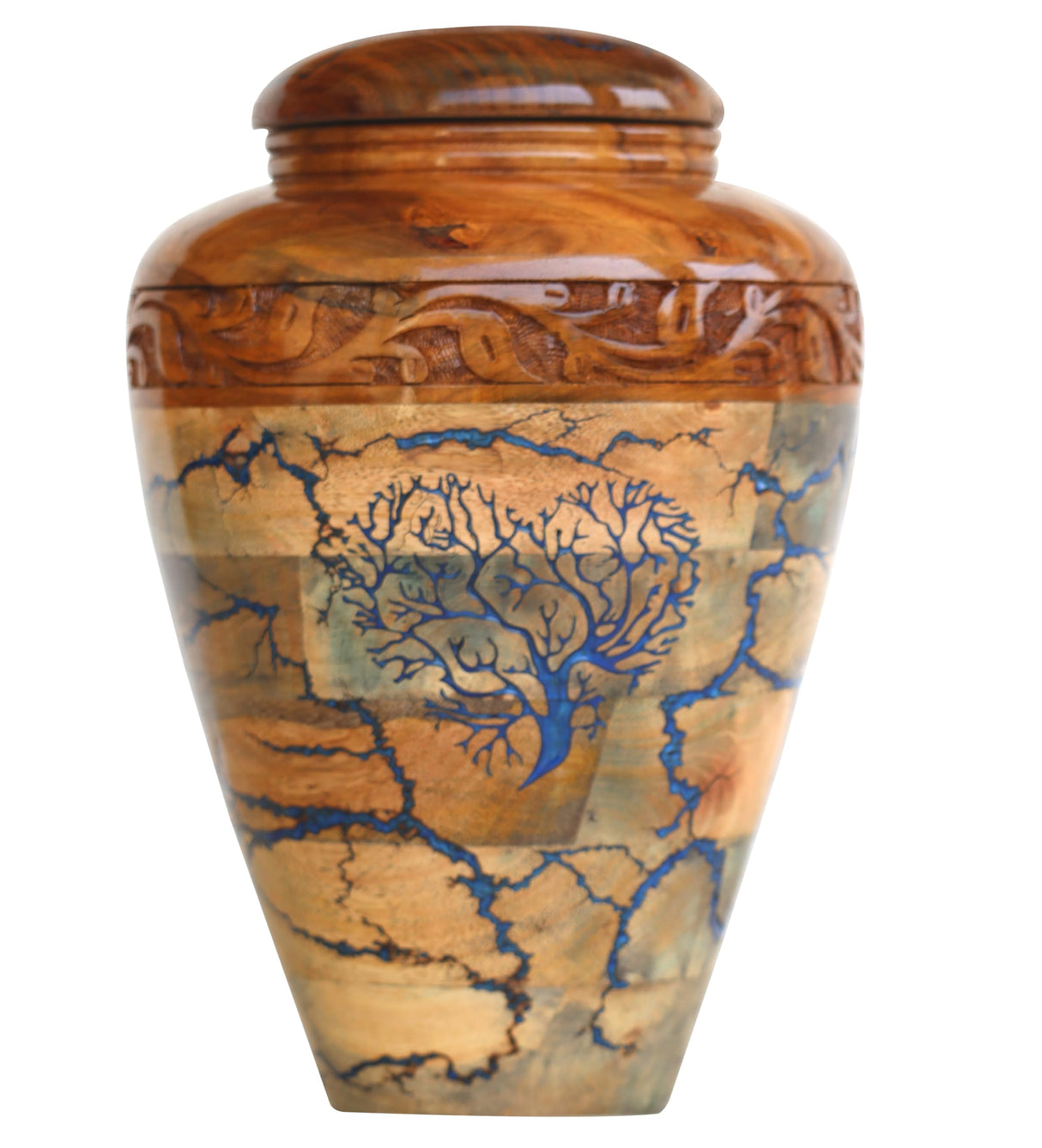 Handmade Wooden Urn Box for Addult Ashes | Wood Cremation Urns for Male and Female | Decorative Urns | Funeral Urns | Burial Urns (12 x 8 x 8), Brown, IU - 436 Solid Wood Handicrafts