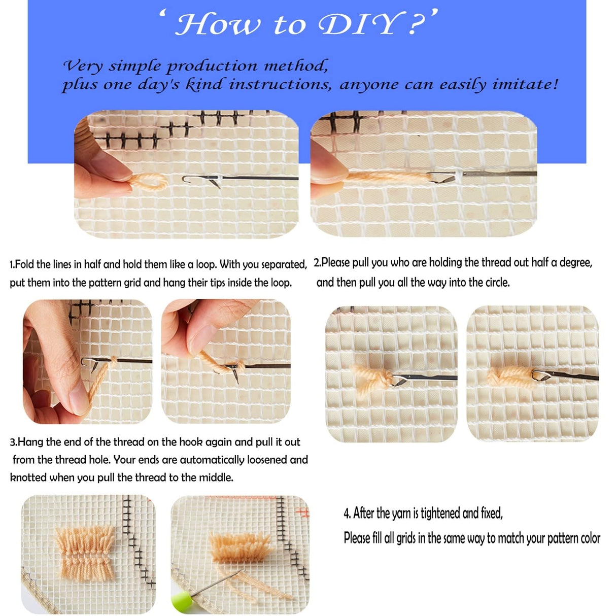 DOYLKE Latch Hook Kits for Adults DIY Crochet Yarn Rugs Hooking Craft Kit with Color Pre-Printed Pattern Embroidery Mat(20.5X14.9 Cute Little Mouse),Strawberry DOYLKE