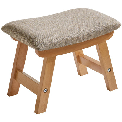 Aibiju Foot Rest Ottoman 15.8x10x11.4 inch, Small Foot Stool Ottoman, Wooden Step Stool with Soft Cushion for Living Room Bedroom and Kitchen (Khaki Cover+Natural Wood Legs) YD-1358