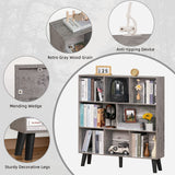 LEYAOYAO 8 Cube Bookshelf,3 Tier Bookcase with Legs,Modern Grey Mid-Century Bookshelves,Large Farmhouse Open Storage Organizer Shelf, Retro Wooden Display Book Case for Bedroom,Living Room,Office LEYAOYAO