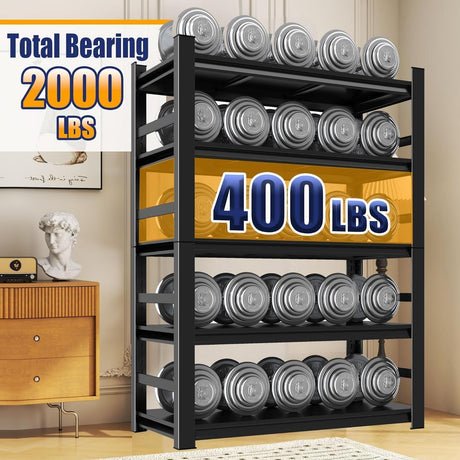 5 Tiers Book Shelves, Office Shelf Organizer, Heavy Duty Book Shelving, Adjustable Bookshelf, Freestanding Book Shelves, Book Shelves for Living Room, Black Bookshelves (47.2"W*23.6"D*72"H) BEESTMUEBLE
