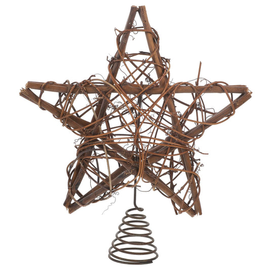 Cabilock Christmas Tree Top Decoration Brown Christmas Tree Vintage Tree Toppers Star Glittered Tree Topper Rattan Star Christmas Tree Topper Moravian Star Tree Snowflake Xmas Vine Wooden