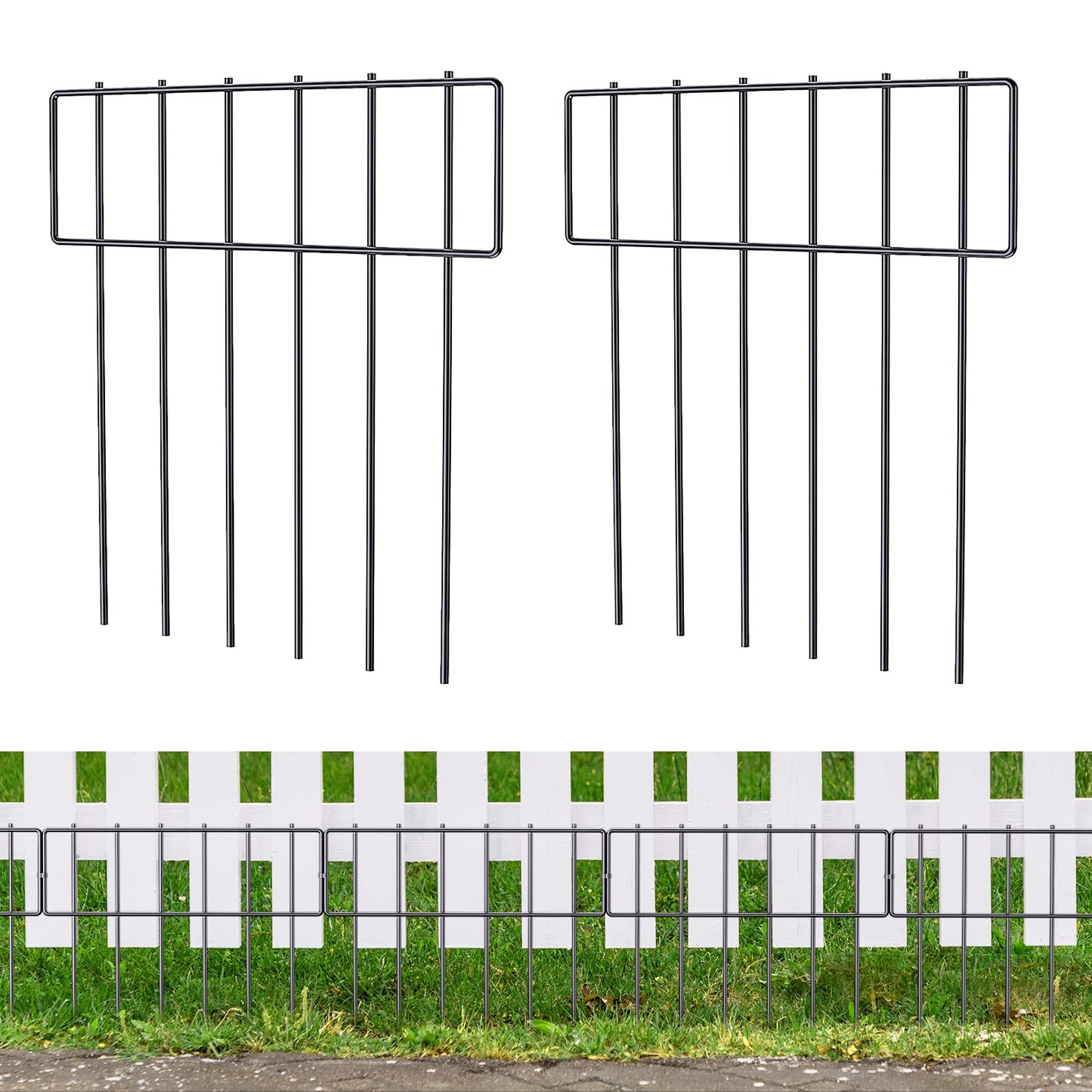 25 Pack Animal Barrier Fence, 17 in(H) X 27 Ft(L) Decorative Garden Fence, Rustproof Metal Wire Garden Border Fence, Dog Rabbits Ground Stakes Fence for Garden.