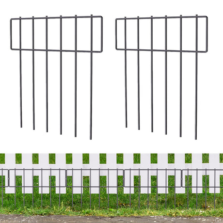 25 Pack Animal Barrier Fence, 17 in(H) X 27 Ft(L) Decorative Garden Fence, Rustproof Metal Wire Garden Border Fence, Dog Rabbits Ground Stakes Fence for Garden. NANANARDOSO