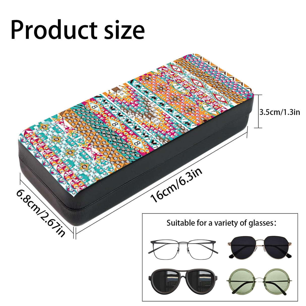 AiYuanzsh DIY Diamond Painting Glasses Case, Boho Tribal Diamond Art Eyeglass Storage Box, Colorful Handmade 5D Diamond Art Kit for Adults, Travel Sunglasses Holder, Craft Gift Idea AiYuanzsh