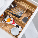 PRATIQUE Bamboo Drawer Organizer - Kitchen Utensil Organizer Silverware Tray Cutlery Holder，Office Desk Supplies and Accessories (5.9x3x2.6 inch) PRATIQUE
