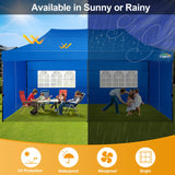 COBIZI 10x20 Pop up Canopy Tent 10x20 Canopy with 6 Sidewalls Waterproof Heavy Duty Commercial Canopy Tent for Parties Outdoor Tent Garden Gazebo Tent, Carry Bag with Wheel(10x20ft, Blue) COBIZI