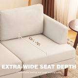 Furnimart Loveseat Sofa 66" W, Deep Seat Sofa for Living Room, 2-Seat Mid Century Couch, Comfy Cloud Couch with Removable Upholstered Cushion Cover, Modern Sofa for Office, Apartment, Bedroom, Beige Furnimart