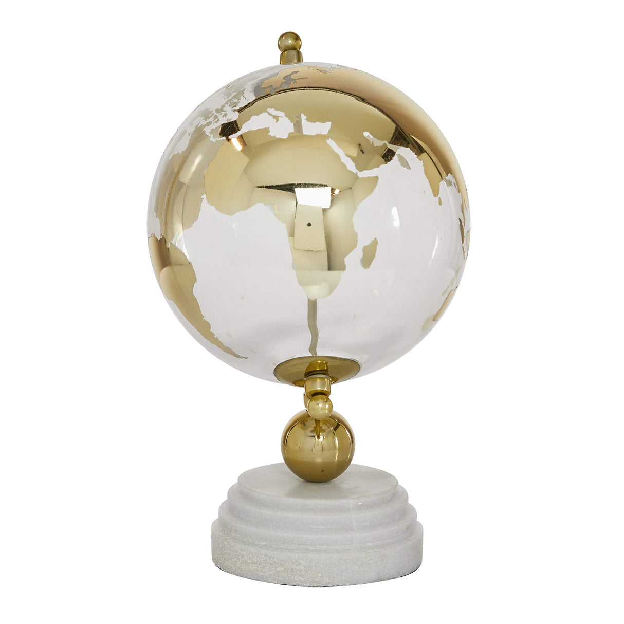 Deco 79 Ceramic Globe with Marble Base and Glass Globe, 8" x 8" x 13", Gold Deco 79