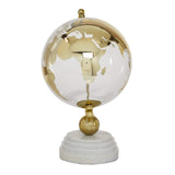 Deco 79 Ceramic Globe with Marble Base and Glass Globe, 8" x 8" x 13", Gold Deco 79