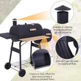 Outsunny 48" Portable Barrel Charcoal BBQ Grill, Steel Outdoor Barbecue Smoker with 232 Square Inches Cooking Space, Storage Shelf, Wheels for Garden Camping Picnic, Black Outsunny